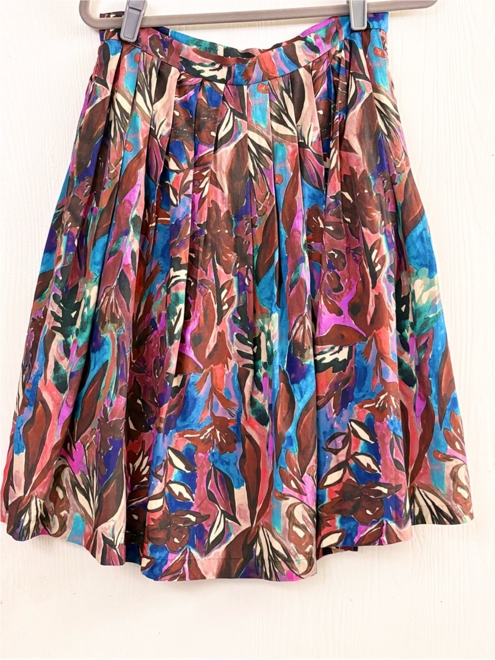 Peruvian Connection "Sabira Rock" Multicolor Floral Pleated Skirt Size 8